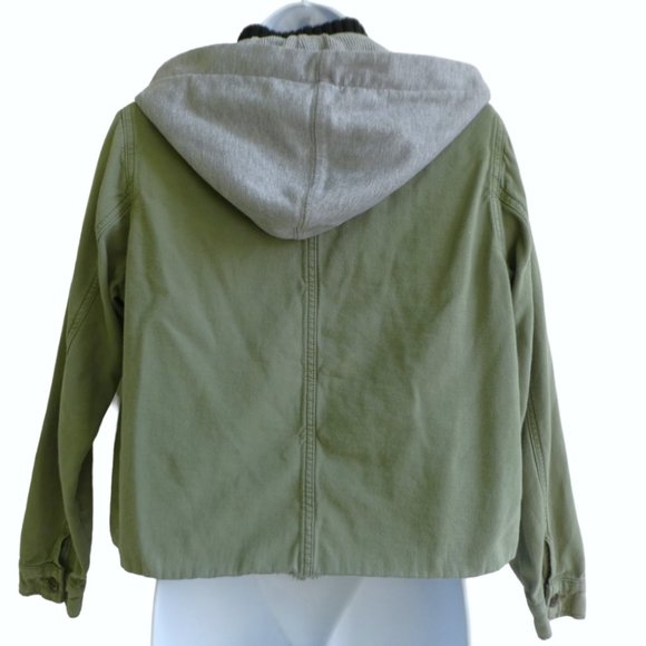 Free People Weekend Wanderer Green Jacket Knit Hood Military Western Tribal XS - Picture 4 of 6